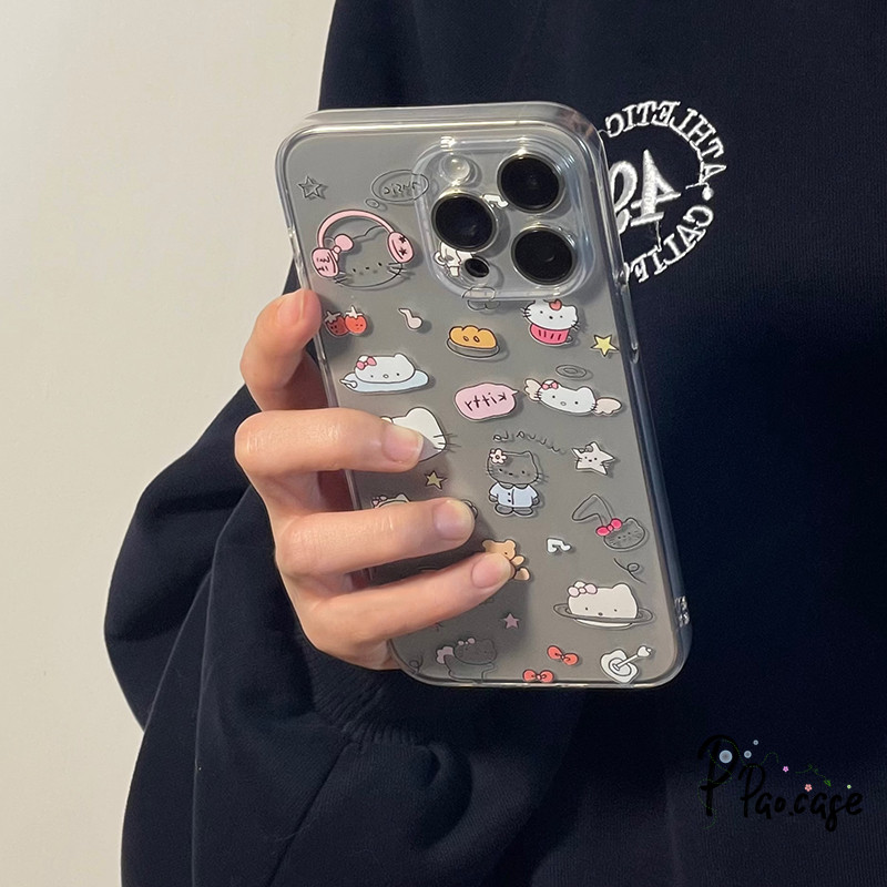 เคส เข้ากันได้กับ IPhone 11 16 15 13 14 12 Pro Max 8 7 14 15 Plus XR XS X Max SE เคสใสลายการ์ตูนแมวผูกโบว์สุดสร้างสรรค์ ราคา ถูกที่สุด ดีลบีเคเค แกลเลอรีภาพที่ 7
