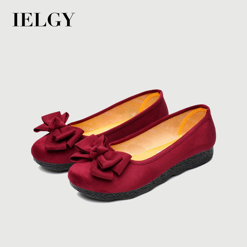 IELGY 2025 ด้านล่างแบนโบว์รอบนิ้วเท้าตื้นนุ่มแต่เพียงผู้เดียวสีดําทํางานล่อผู้หญิง