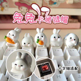 ส่วนบุคคลปุ่มกดส่งแสงแป้นพิมพ์กลสีชมพูน่ารักการ์ตูนกระต่ายข้ามเพลาแป้นพิมพ์กลที่สําคัญหมวก