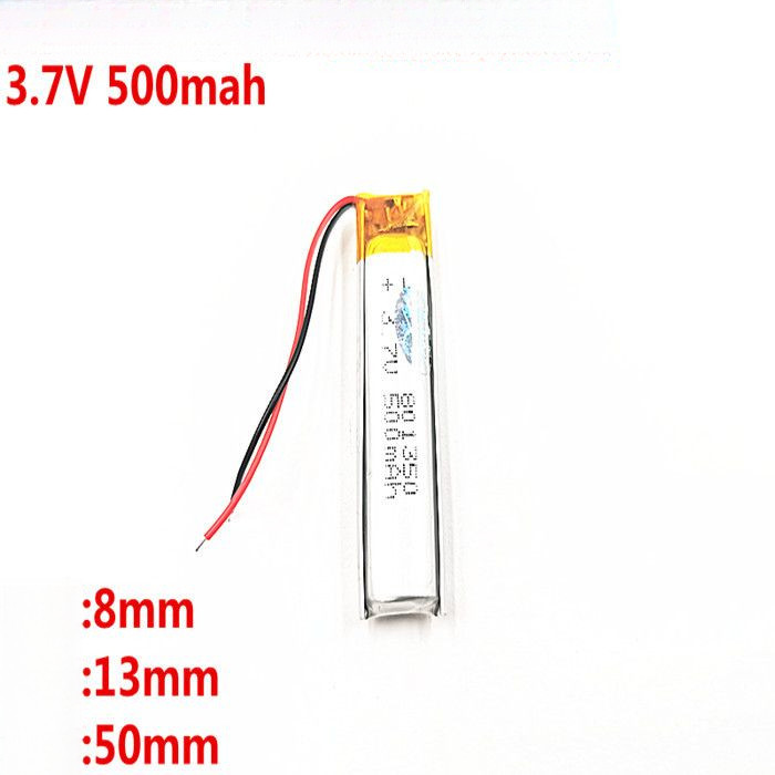801350 แบตเตอรี่ลิเธียมโพลีเมอร์ 500mAh แบตเตอรี่ 3.7V อุปกรณ์เสริมประเภทสากล
