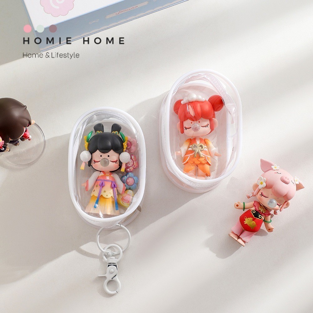 HH-1199 กระเป๋าใส่ตุ๊กตา 10cm กระเป๋าใสใส่สายชาร์จ มีที่ห้อย มีซิป ซองใส่ตุ๊กตา