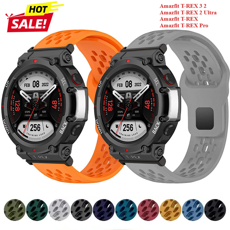 Soft Breathable สายรัดซิลิโคนสําหรับ Amazfit T-REX 3 2 สร้อยข้อมือกีฬาสําหรับ Xiaomi Huami Amazfit นาฬิกา T-REX สายรัดข้อมืออุปกรณ์เสริม