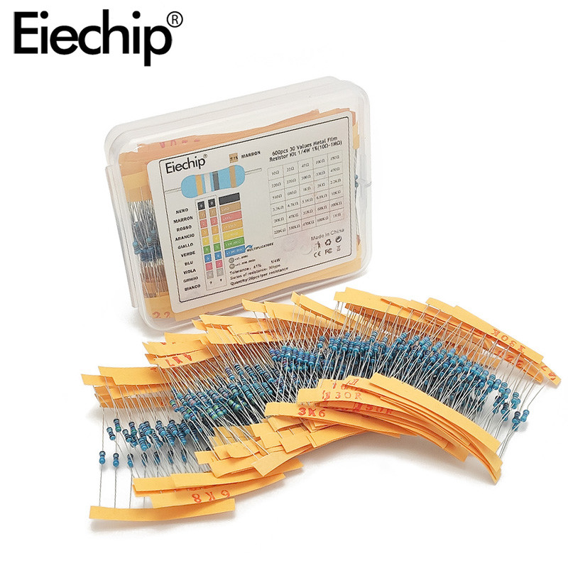 1/4W 30 ค่า Metal Film Resistor assortment Kit 10R-1M Resistor Pack ,50 ค่า 1% ชุดตัวต้านทาน 1R-10M 