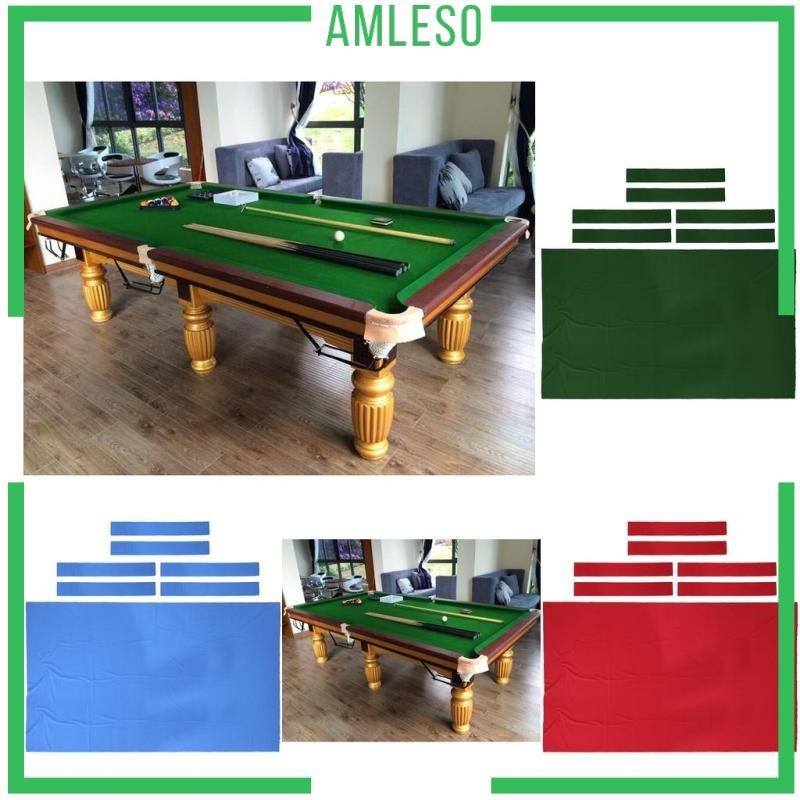 [Amleso] ผ้าปูโต๊ะสนุกเกอร์ ผ้าวูล 6 ชิ้น สําหรับโต๊ะ 9 นิ้ว 0.6 มม. สีแดง
