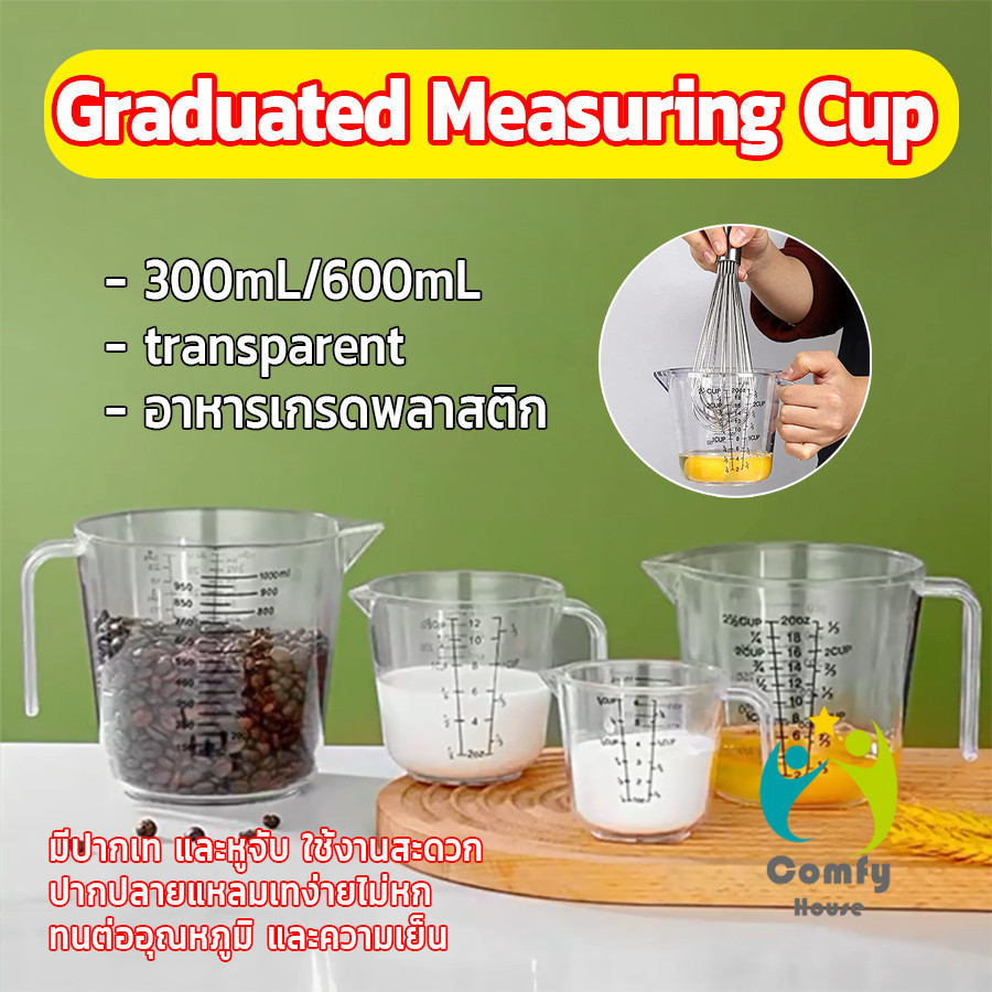Comfy ถ้วยตวง ทนร้อน ถ้วยตวงพลาสติก เหยือกตวง มีด้ามจับ Graduated measuring cup