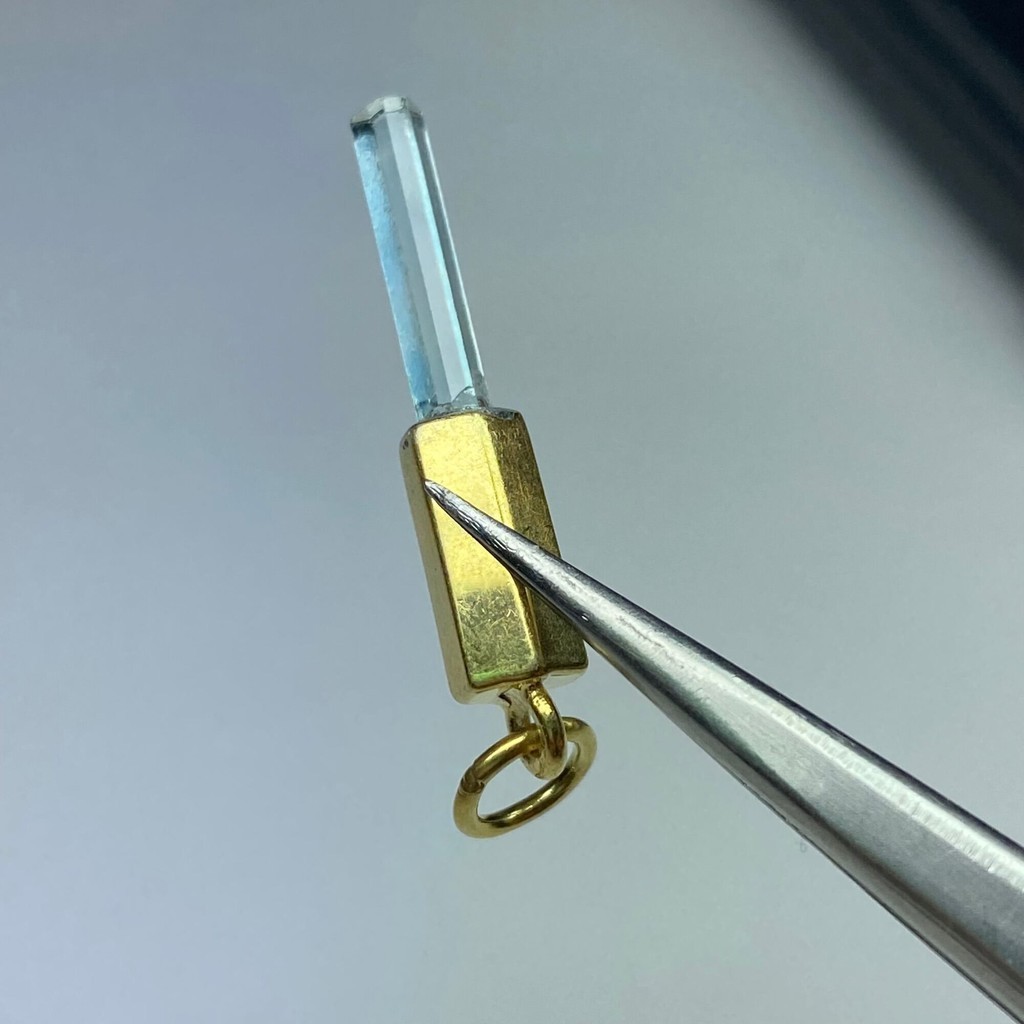 9290-925 SILVER FACE WITH CRYSTAL AQUAMARINE STONE (NATURAL) ไม่ขัดเงา