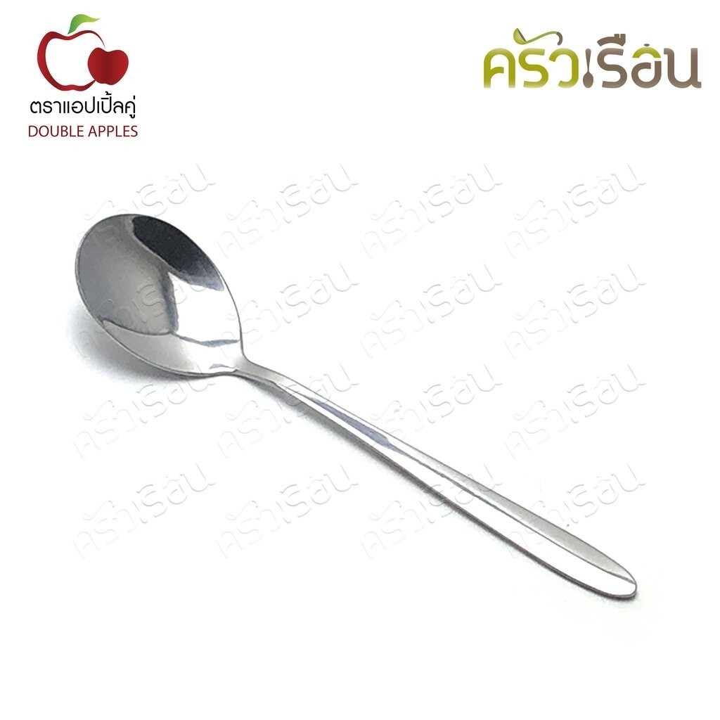 Double Apples ช้อนเกาหลี ลายเรียบ กลาง 18.9 x 3.8 ซม.