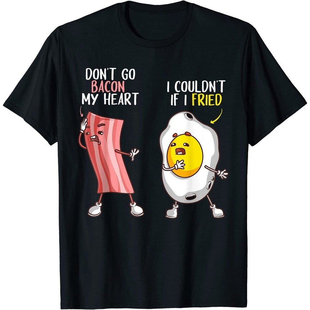 ตลก DonT Go Bacon My Heart Cool Bacon และ Egg Foodie เสื้อยืด