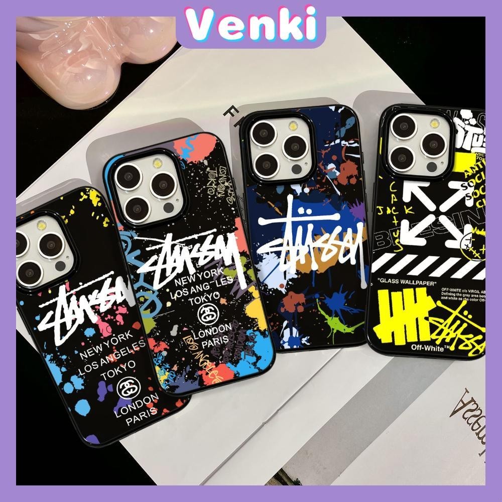 VENKI - สำหรับ iPhone 15 Pro Max เคสใส TPU ปุ่มชุบไฟฟ้าอ่อนป้องกันกล้องกันกระแทก โลโก้เทรนด์แฟชั่น เข้ากันได้กับ iPhone 14 13 12 11 XS XR 7Plus 8 Plus