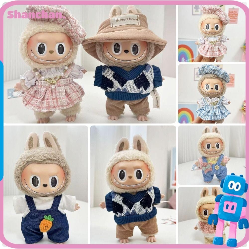 Shanchan ขายเฉพาะเสื้อผ้า หมวก รองเท้า แฮนด์เมด สําหรับตุ๊กตา Labubu Time To Chill 1 ชิ้น|Cos อุปกรณ์เสริมตุ๊กตาลาบูบู ขนาด 17 ซม. ของขวัญ สําหรับตุ๊กตา