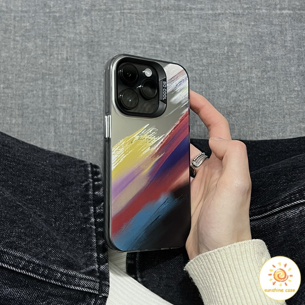 เคสโทรศัพท์กรอบโลหะหมึกสีสันสดใส ไอโฟน11 For iPhone12 13 14 15Pro MAX X XS XR XS 6 7 8Plus SE2020 เคสโทรศัพท์แอปเปิ้ล
