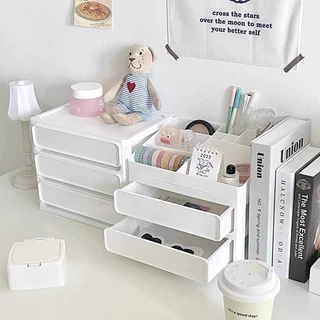 ลิ้นชักเก็บของ ฟรีสติ๊กเกอร์ ชั้นใส่เครื่องสำอาง ลิ้นชักเก็บของ กล่องใส่เครื่องสำอาง ไซต์ A5 เก็บของได้เยอะ