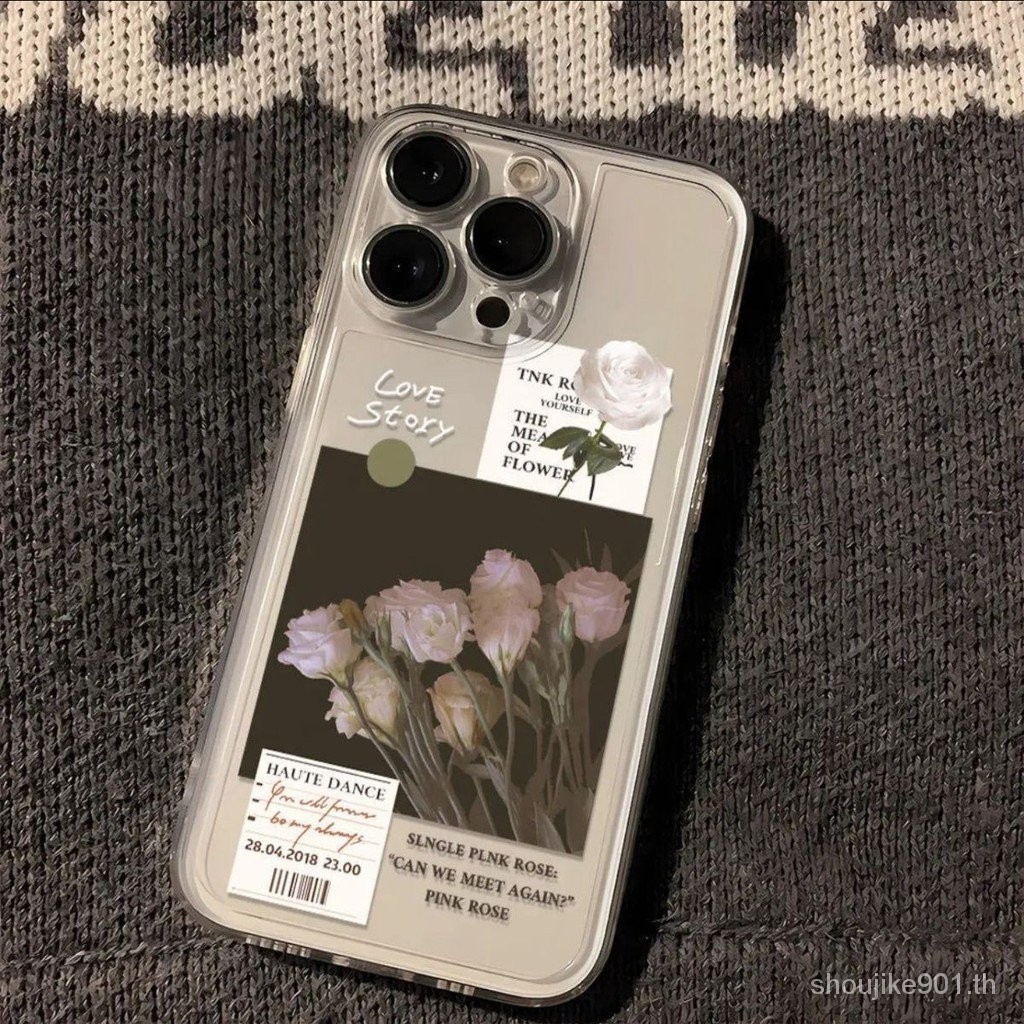 เคสโทรศัพท์มือถือใส แบบนิ่ม ลายดอกกุหลาบ สําหรับ Apple Iphone 15 11 12 13 14promax ZMKA