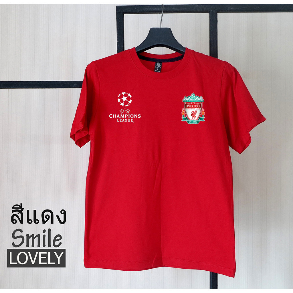 2024 Unisex เสื้อยืดพิมพ์ลาย เสื้อยืด เสื้อกีฬา สกรีนลิเวอร์พูล LIVERPOOL UEFA ผ้าคอตตอลเนื้อนุ่ม ใส่แล้วไม่ยับ ใส่แล้วไ