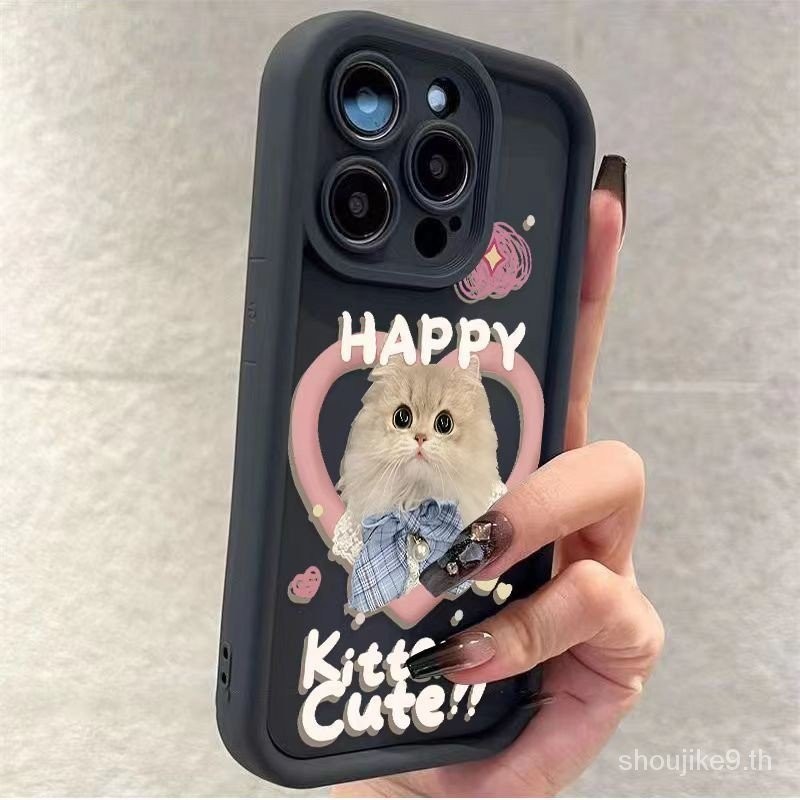 เคสโทรศัพท์มือถือ สเตนเลส กันกระแทก ลายแมวน่ารัก สําหรับ Apple Iphone 15 14 13 12 11promax 8plus Xr X FGKO