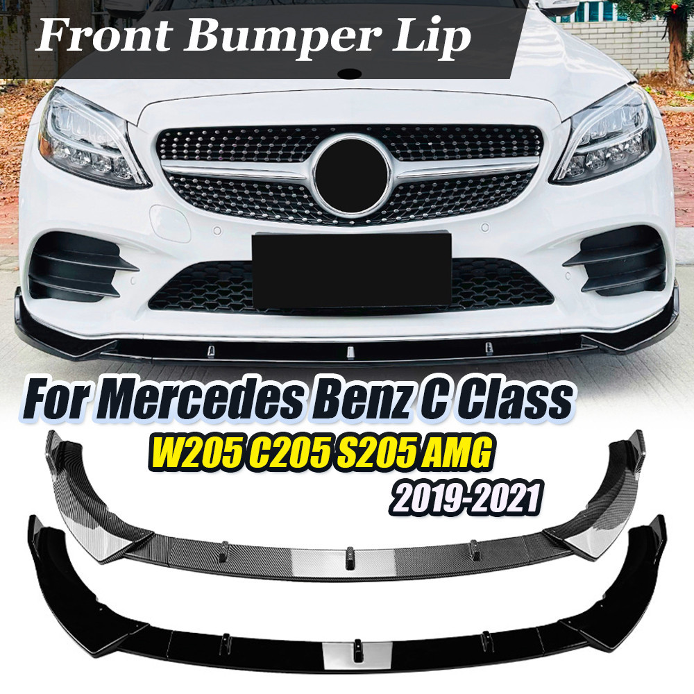 รถด ้ านหน ้ าสปอยเลอร ์ กันชน Lip สปอยเลอร ์ Splitter สําหรับ Mercedes Benz W205 C205 S205 C43 C180 C200 C300 2019 2020 2021 AMG LCI ปรับแต ่ ง