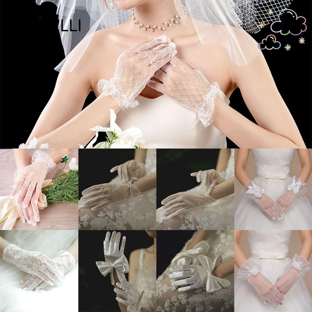 Camelli 1 คู่ ถุงมือลูกไม้ แฟชั่น ปาร์ตี้ ชุดเดรส เสื้อผ้า ชุดเจ้าสาว ถุงมือ