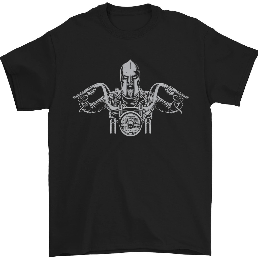 Spartan Biker Motorcycle Mens T-Shirt ผ้าฝ้าย 100%