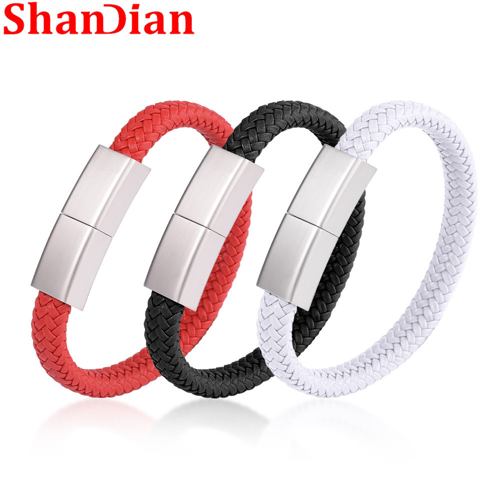 Shandian ฟรีโลโก้ที่กําหนดเอง USB แฟลชไดรฟ์ 128GB สร้อยข้อมือ Pendrive 64GB สายรัดข้อมือไดรฟ์ปากกา 32GB แบบพกพา Flashdrive 16GB ของขวัญสร้างสรรค์ Memory Stick 8GB เลเซอร์แกะสลัก Thumbdrive 4GB
