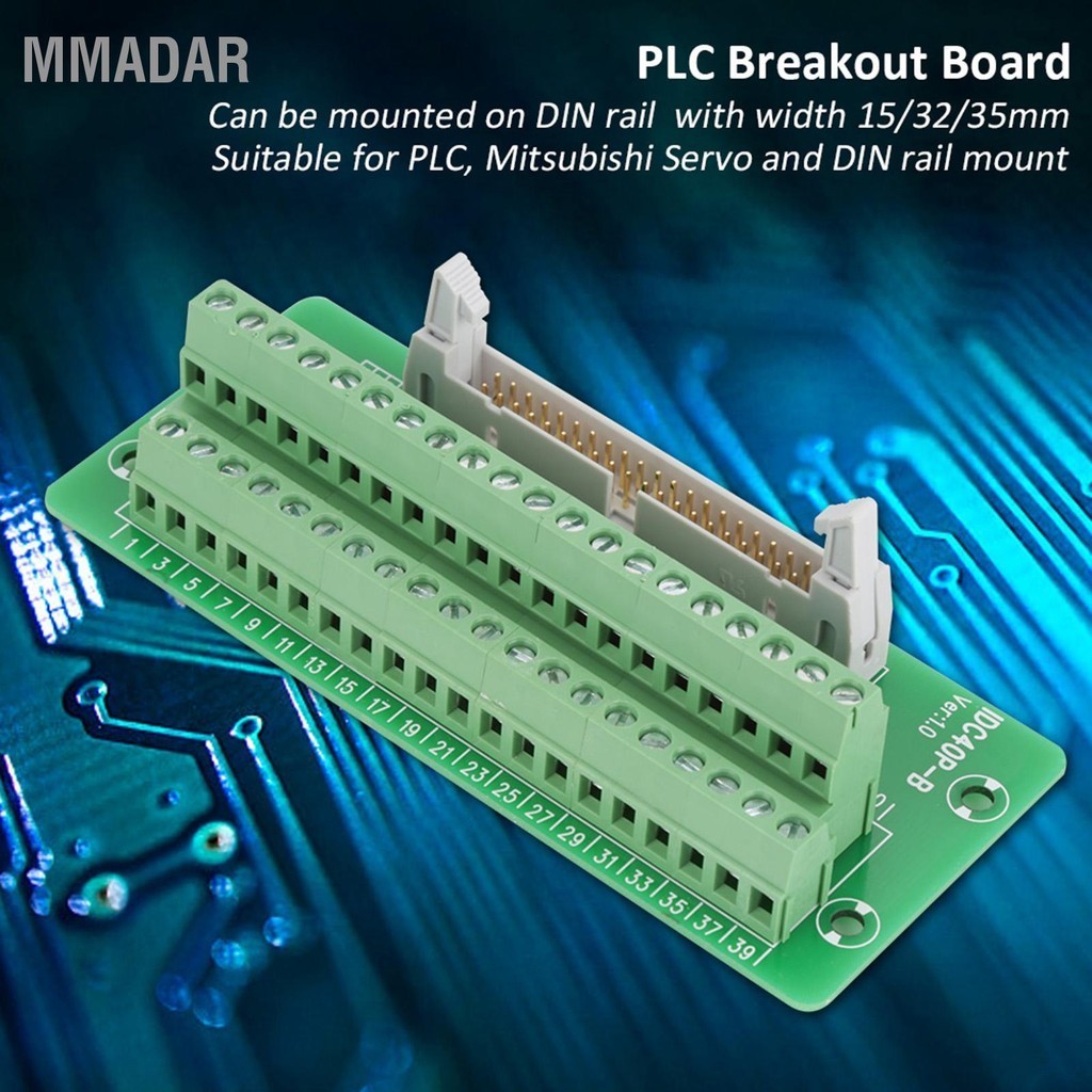 MMADAR IDC40P 40Pin หัวต่อชาย Breakout Board Terminal Block Connector อินเทอร์เฟซ PLC พร้อมวงเล็บ