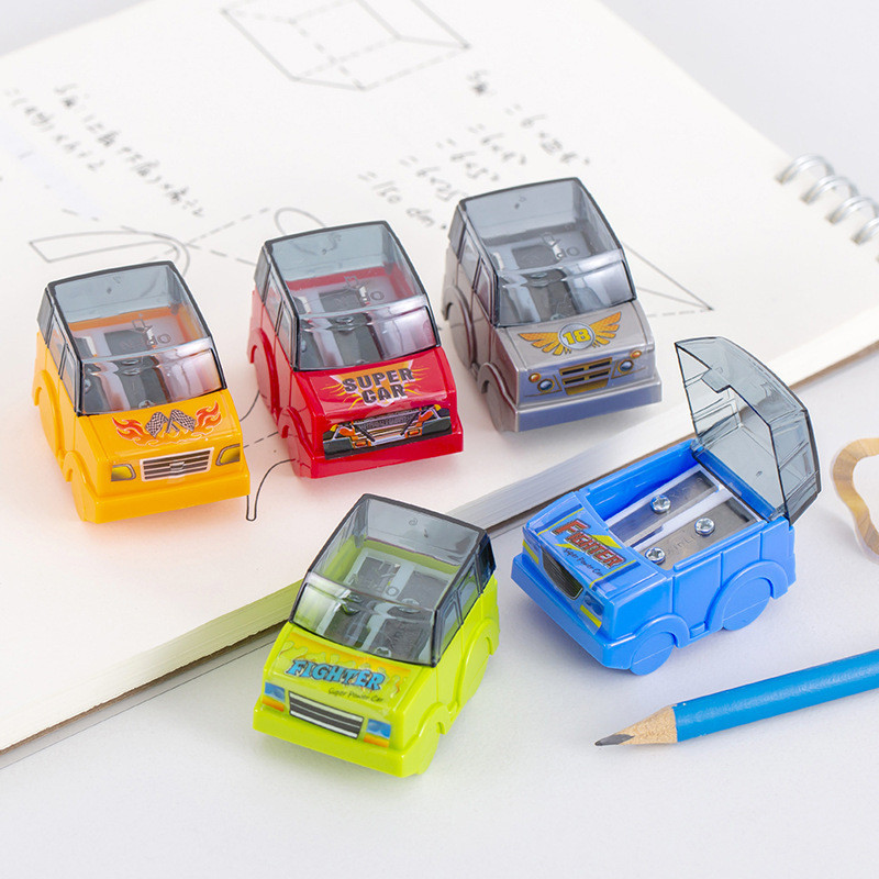 1 PC Creative การ ์ ตูนรถสไตล ์ Double Hole ดินสอ Sharpener นักเรียนโรงเรียนเครื ่ องเขียน WJ565