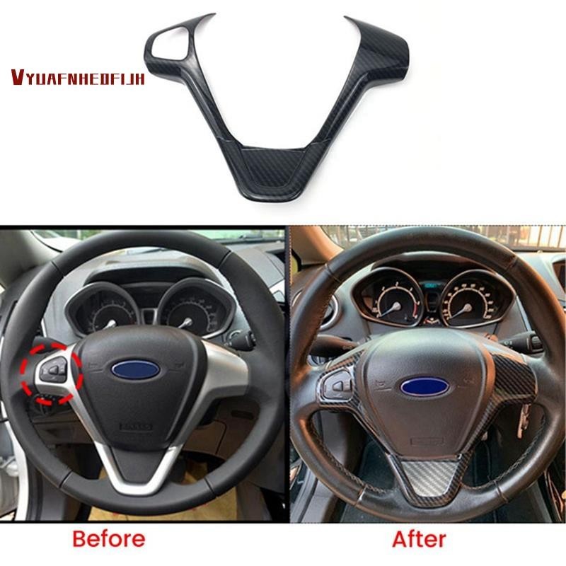 【vyuafnhedfijh 】 ฝาครอบพวงมาลัยคาร ์ บอนไฟเบอร ์ สําหรับ Ford Fiesta MK7 2009-2017 Ecosport 2012-2017
