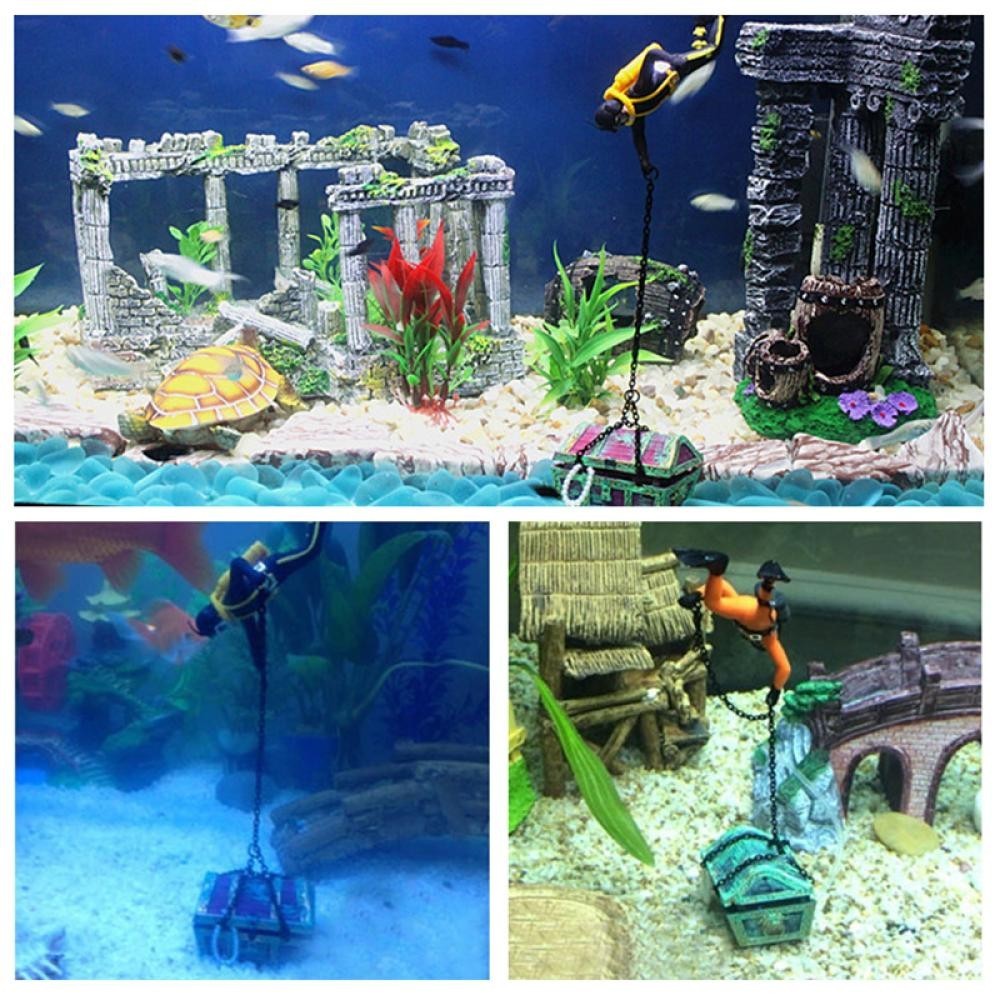 [ForeverYoung ] Resin Treasure Diver Fish Tank Decor Mini Submarine Ornament Aquarium ตกแต ่ งภูมิทัศน ์ ใต ้ น ้ ํา E5K7