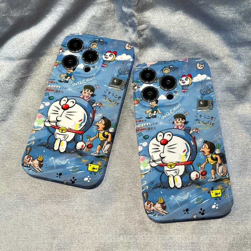 น ่ ารักการ ์ ตูน Doraemon hard case แพคเกจเต ็ มรูปแบบ anti drop hard กรณีโทรศัพท ์ เหมาะสําหรับ iPhone 15 14 13 12 11 pro Max se X XR XS Max 7 8 6s Plus & *-