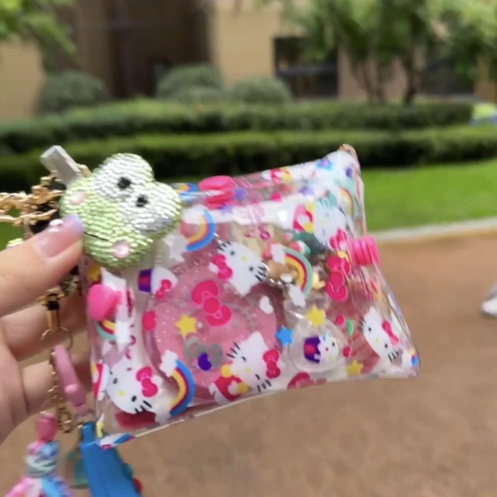 Hellokitty กระเป ๋ าเก ็ บพีวีซีใสพิมพ ์ น ่ ารักแบบพกพาคู ่ เปิดหูฟังผู ้ ถือบัตรกระเป ๋ าใส ่ เหรียญกรณีกุญแจ - รูปที่ 3