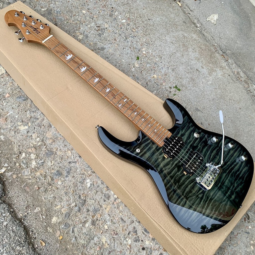 Volgoa GTM-01 กีตาร์ไฟฟ้ากีตาร์เมเปิ้ลคั่วคอเปลวไฟ Inlays กีตาร์มืออาชีพ