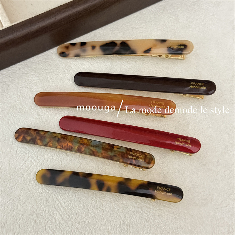 Moouga/simple Acetate Duckbill คลิปหญิงด ้ านข ้ าง Bangs คลิปผม Classy ผมหัก Tidy-up คลิปแบน Hairpin Headdress