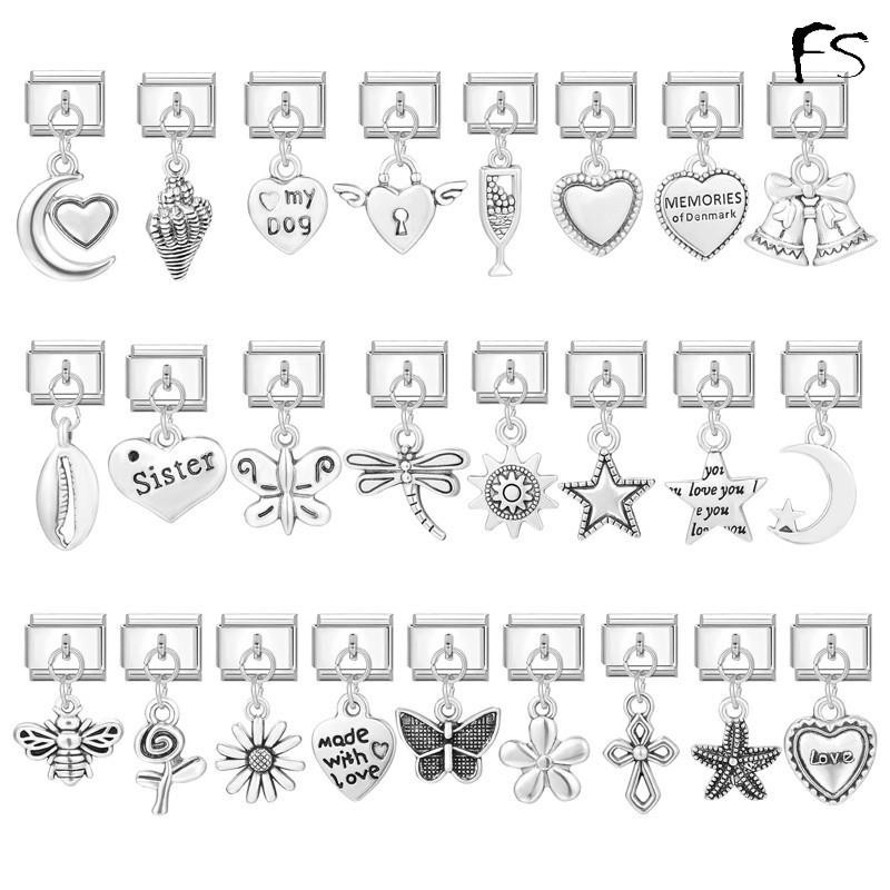 ผีเสื ้ อ Moon Love จี ้ Charm Fit อิตาเลี ่ ยน Links 9 มม.สร ้ อยข ้ อมือสแตนเลสทําเครื ่ องประดับ Diy แฟชั ่ นเครื ่ องประดับอุปกรณ ์ เสริม Retro บุคลิกภาพโมดูลสร ้ อยข ้ อมืออุปกรณ ์ เสริม