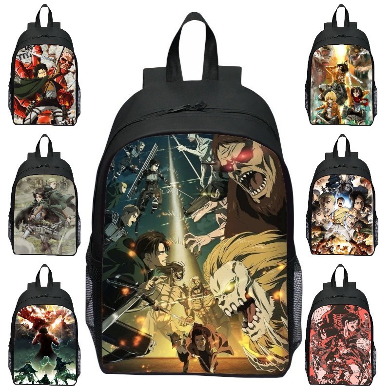 กระเป๋าเป้สะพายหลัง Attack on Titan กระเป๋านักเรียน พิมพ์ลายการ์ตูน น้ำหนักเบา  ทำให้สะดวกสบาย กระเป๋านักเรียนประถม