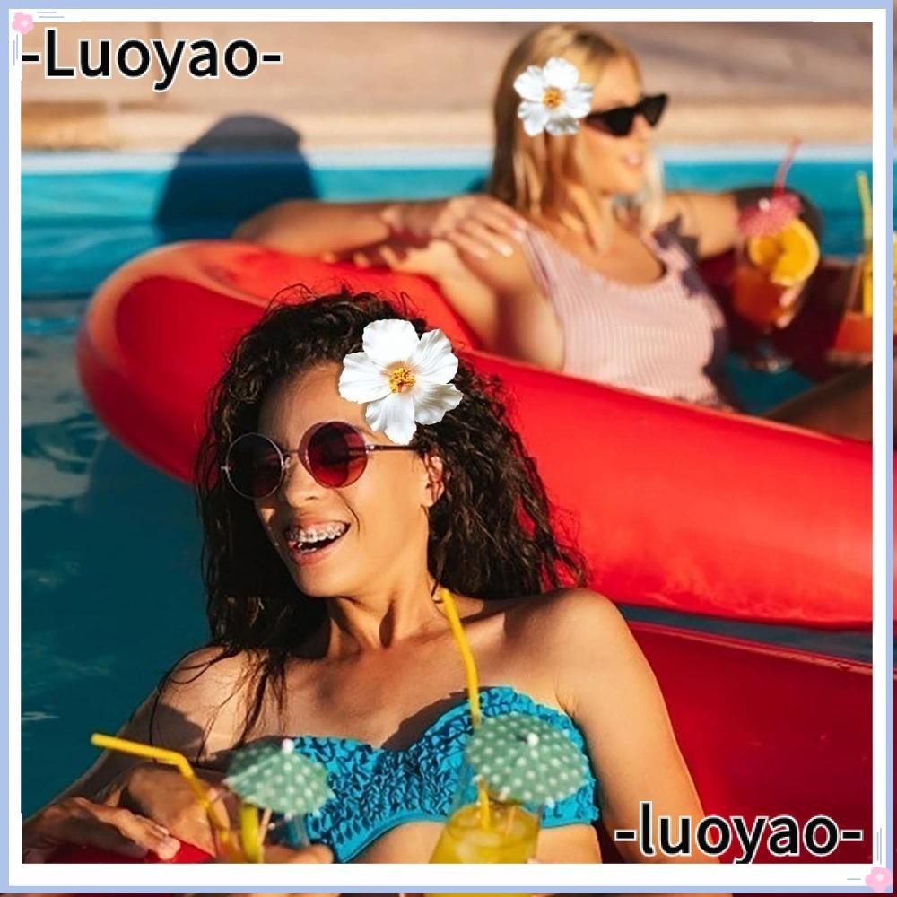 Luoyao ฮาวายดอกไม ้ คลิปผม , อุปกรณ ์ เสริมผมด ้ านข ้ าง Bangs คลิปดอกไม ้ ประดิษฐ ์ คลิป , โรแมนติกเหมาะสําหรับวันหยุดชายหาดปาร ์ ตี ้ Headwear Bangs คลิปผม