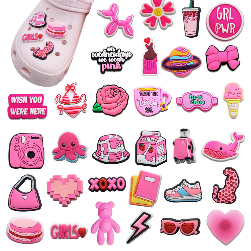 การ์ตูนแว่นกันแดดหมี Crocs Pin Unicorn Jibbits Charm Lollipop รองเท้า Charms Rose ดอกไม้ Jibbitz Crocks สําหรับชายรองเท้าอุปกรณ์ตกแต่ง