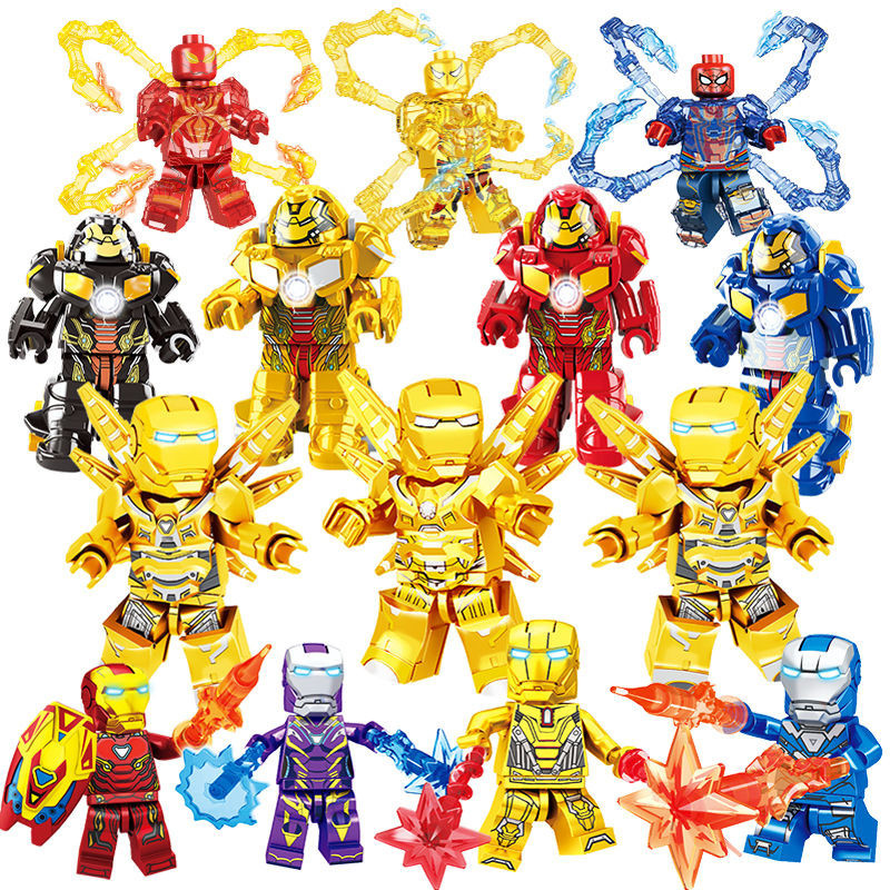 Golden Hulk Mecha Iron Man Spider-Man ใช ้ งานร ่ วมกับ Lego Building Blocks Avengers Marvel ประกอบ Minifigure J5HL