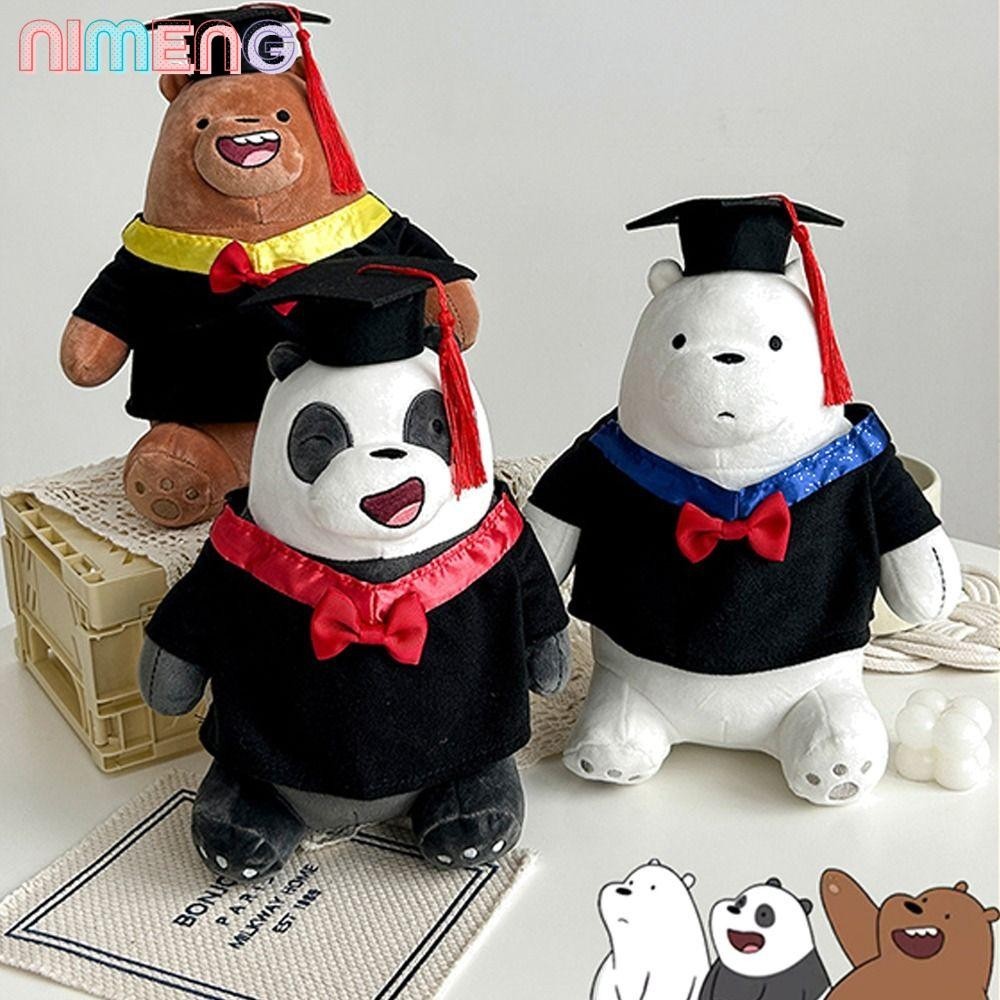 ของเล ่ นตุ ๊ กตา NIMENG ฤดูกาลรับปริญญา 27 ซม . ดร . Cap Panda Doll, Grizzly We Bare Bears Bare Bear Peluche Toy Panda Plushies