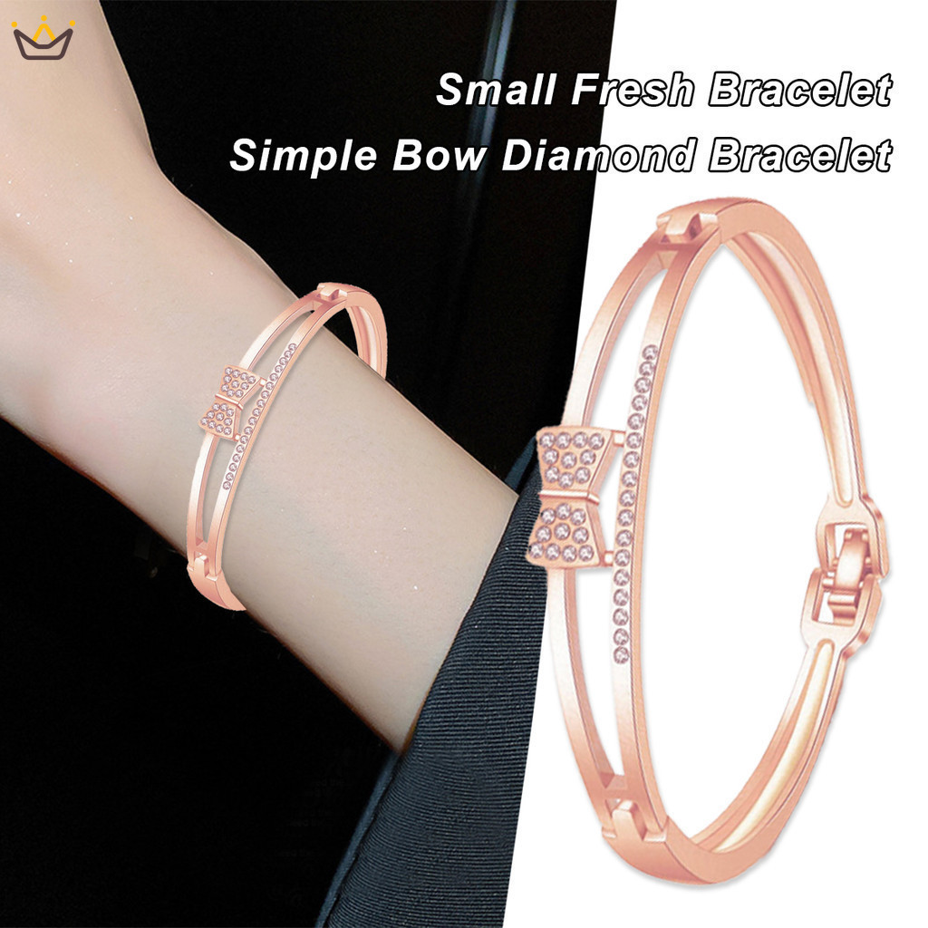 [YUE]คนรักที่สวยงามสร้อยข้อมือผู้หญิงกําไลข้อมือสแตนเลสและกําไล Cubic Zirconia Golden ผู้หญิงเครื่องประดับของขวัญ