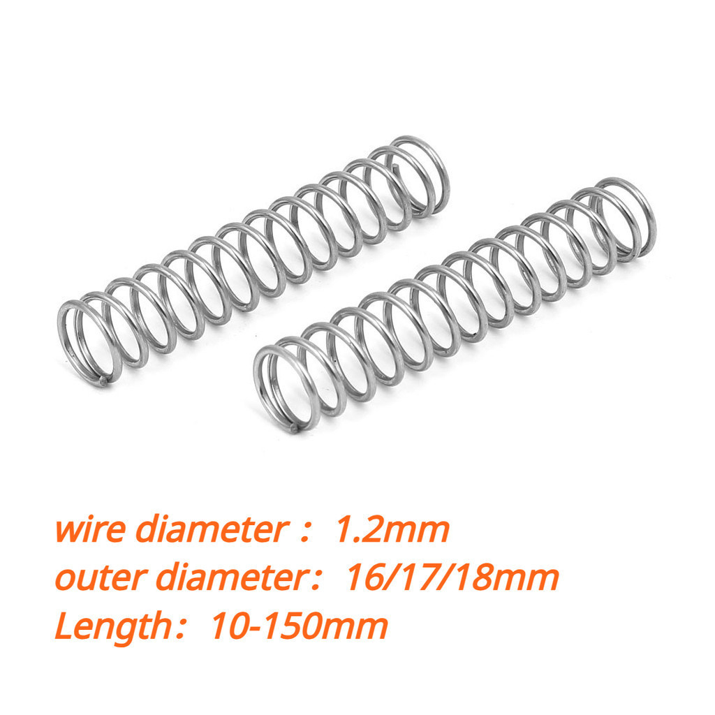 【 Ymh1】5pcs สปริงกด-สปริงดัน สแตนเลส 304 ขนาด（เส้นผ่าศูนย์กลางลวด:1.2mm，OD:16/17/18mm ความยาว:10-150mm）compression spring SUS304