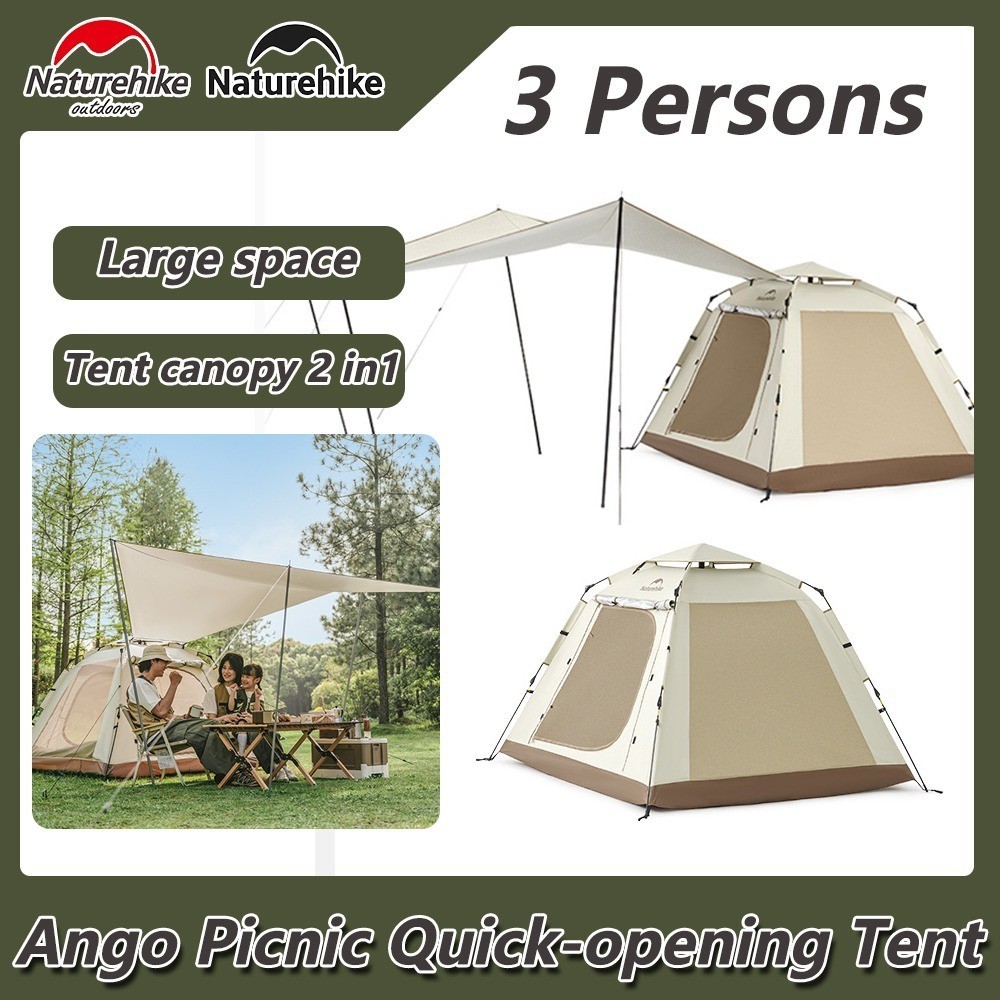 Naturehike Ango Picnic Quick-opening Tent Camping Three Person Automatic Tent Canopy 2-in-1 UPF50+