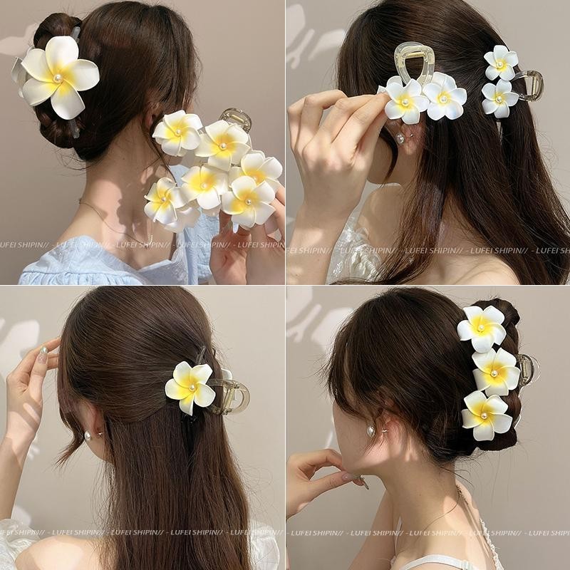 Frangeria จําลองดอกไม ้ คว ้ าคลิปผู ้ หญิง 2024 ใหม ่ High-end กลับคลิปผมหวานครึ ่ ง Tie ผมดอกไม ้ Headwear
