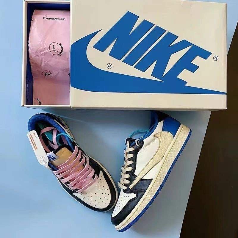 ใหม่ AJ1 Fujiwara Hiroshi Lightning Joint Barb Low-Top อินเทรนด์รองเท้าผ้าใบลําลองผู้ชายผู้หญิงสไตล์เดียวกันน้ําหนักเบา ins แนวโน้ม