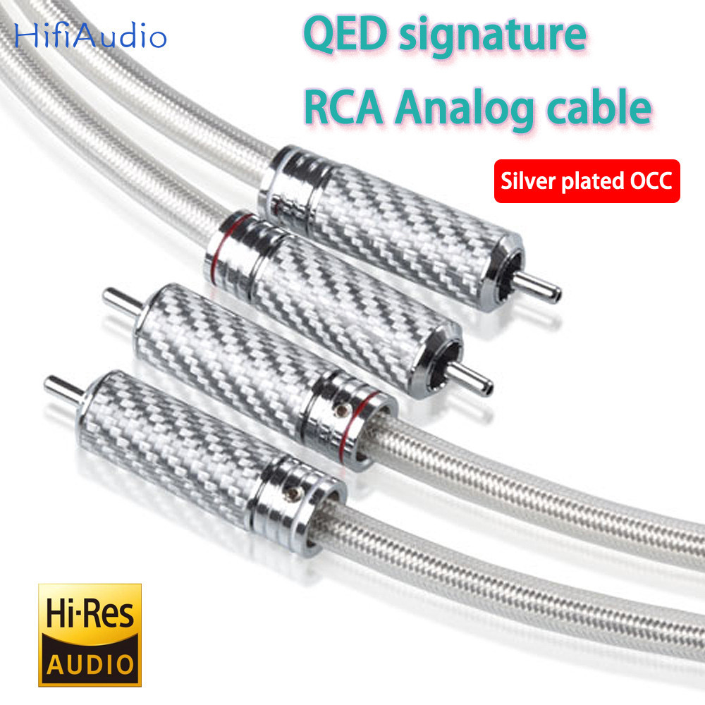 Qed Signature Silver Plated OCC RCA Cable Analog Cable RCA Audio Cable Silver Plated With Carbon Fiber RCA Plug Connector Cable