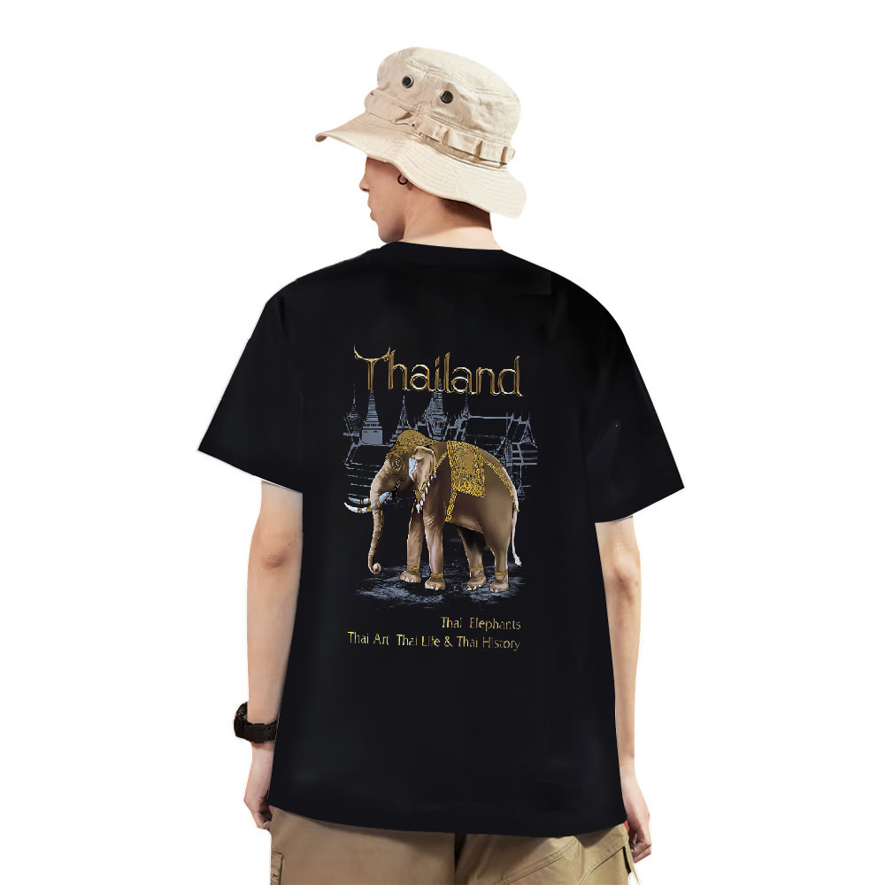 [ส่งของทันที] Thailandเสื้อยืดคอกลมลายช้าง คอปก คอปก คอปก แขนสั้น