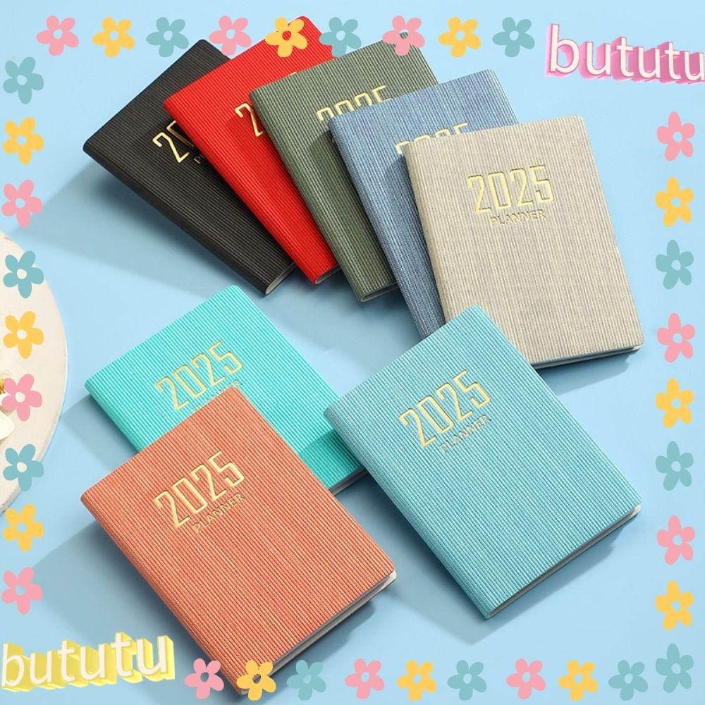 Buutu 2025 Agenda Book, Pocket พร ้ อมปฏิทินไดอารี ่ Weekly Planner, แบบพกพา A7 To Do List English Notepad School Office