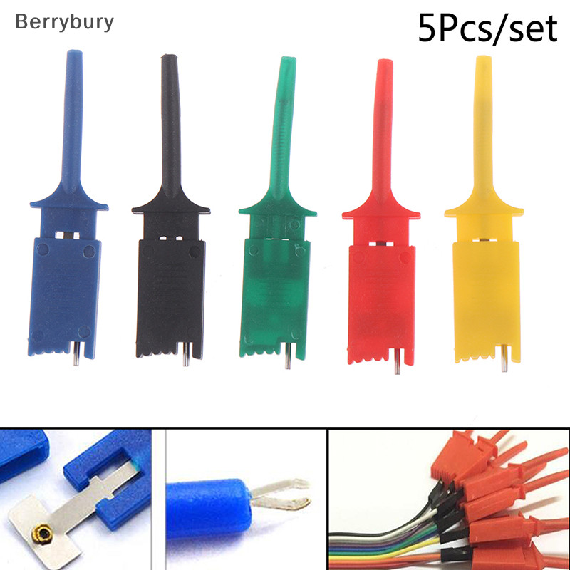 Berrybury 5Pcs/set Meter Tester Leads Test Probe Hook สําหรับ SMD IC Test Cilps SMD IC Hook ใหม ่