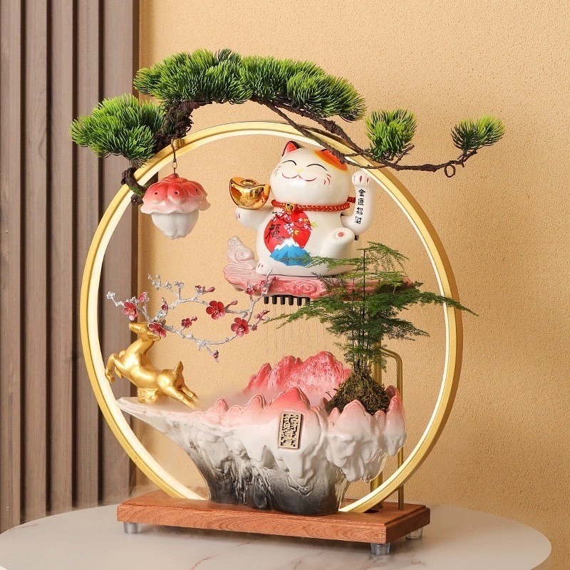 Takionโคมไฟน้ำตกแมวกวัก เสริมฮวงจุ้ย แมวกวักเรียกทรัพย์ เสริมศิริมงคล ตั้งบนโต๊ะทำงาน เงินทองไหลมา - รูปที่ 6