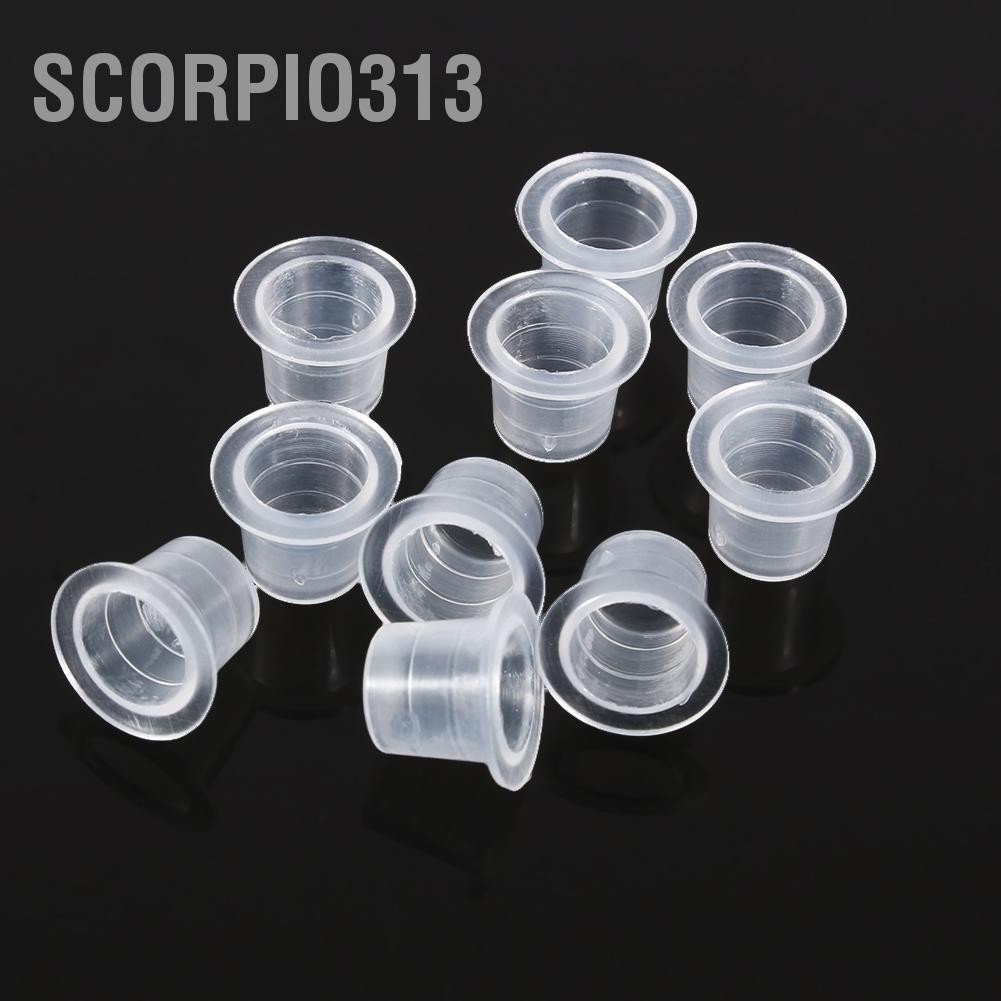 Scorpio313 มืออาชีพ 100 ชิ้นเครื่องสักขนาดเล็กเม็ดสีหมึกถ้วยหมวกอุปทานชุด