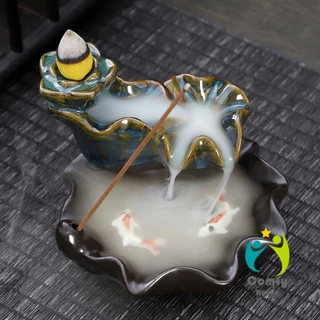 Comfy กระถางธูปกำยานควันน้ำตก สไตล์หิน ดอกบัว incense burner