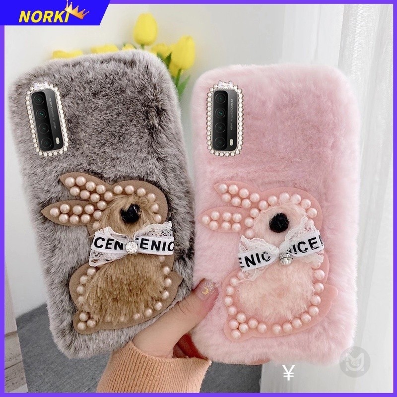 ปลอกสําหรับ OPPO Reno 12 11 10 8 Pro Plus 12F 11F 8T 8Z 7Z 6 6Z 5 5F การ์ตูน Warm Pearl กระต่าย Plush เคสโทรศัพท์